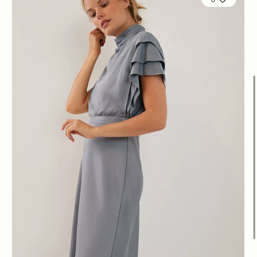 NWT Anthropologie Women Madeleine Slate Blue Satin Midi Dress Size 20X Plus